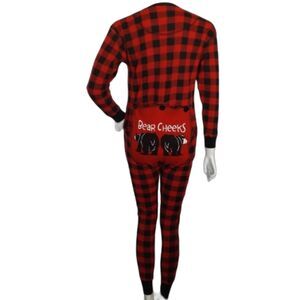 LAZY ONE Union Suit, S, Bear Cheeks Flap Jack, Buffalo Plaid, Red/Black, Cotton